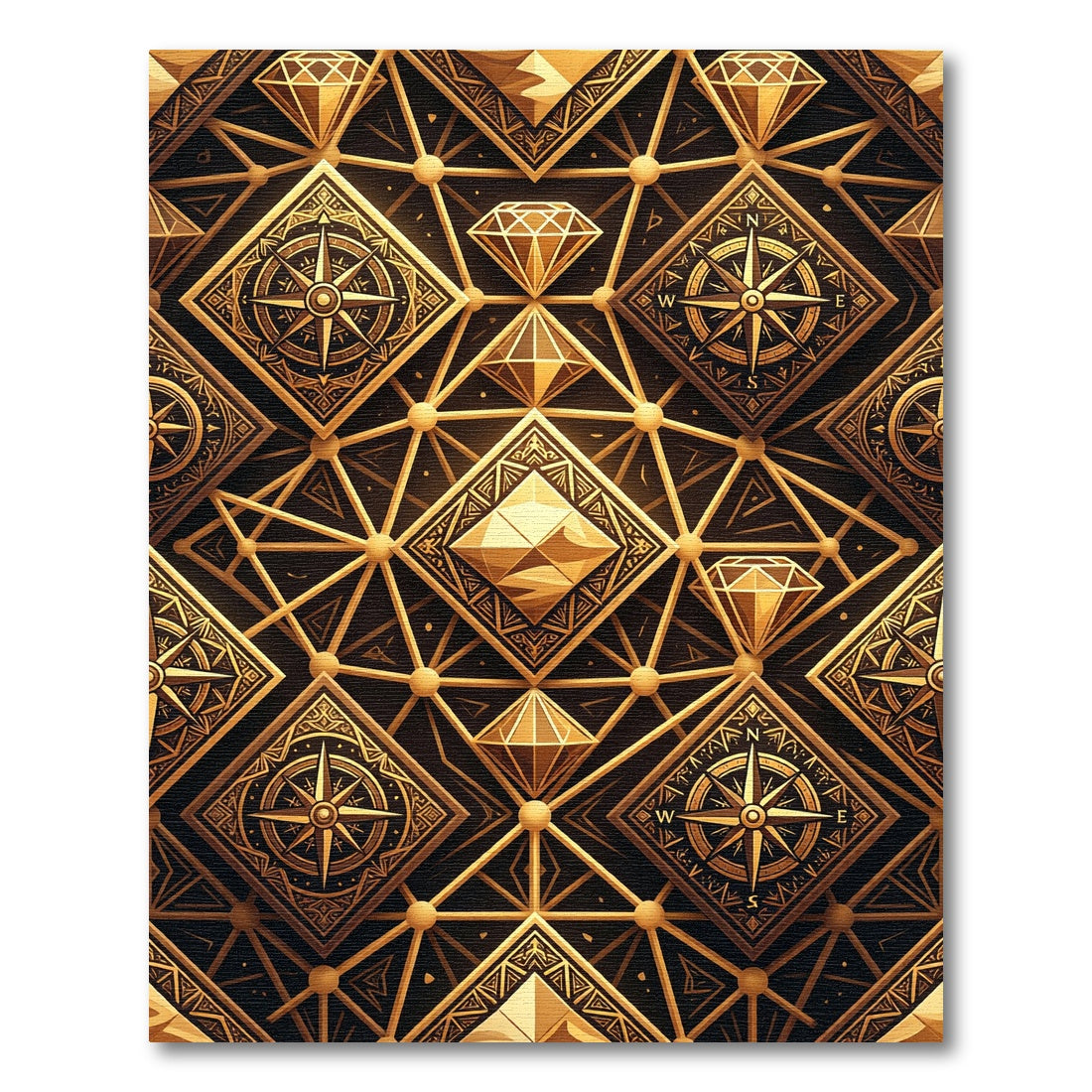 Golden Diamond Compass Geometric Rug