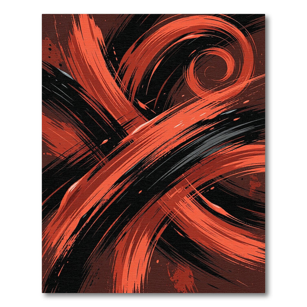 Crimson Swirl Abstract Brushstroke Rug