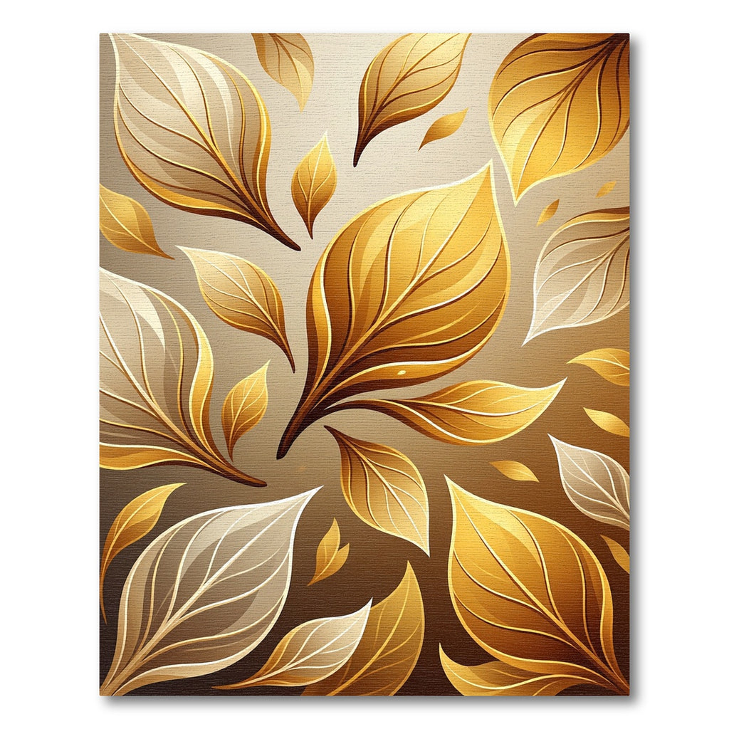 Golden Floating Foliage Botanical Arrangement Rug