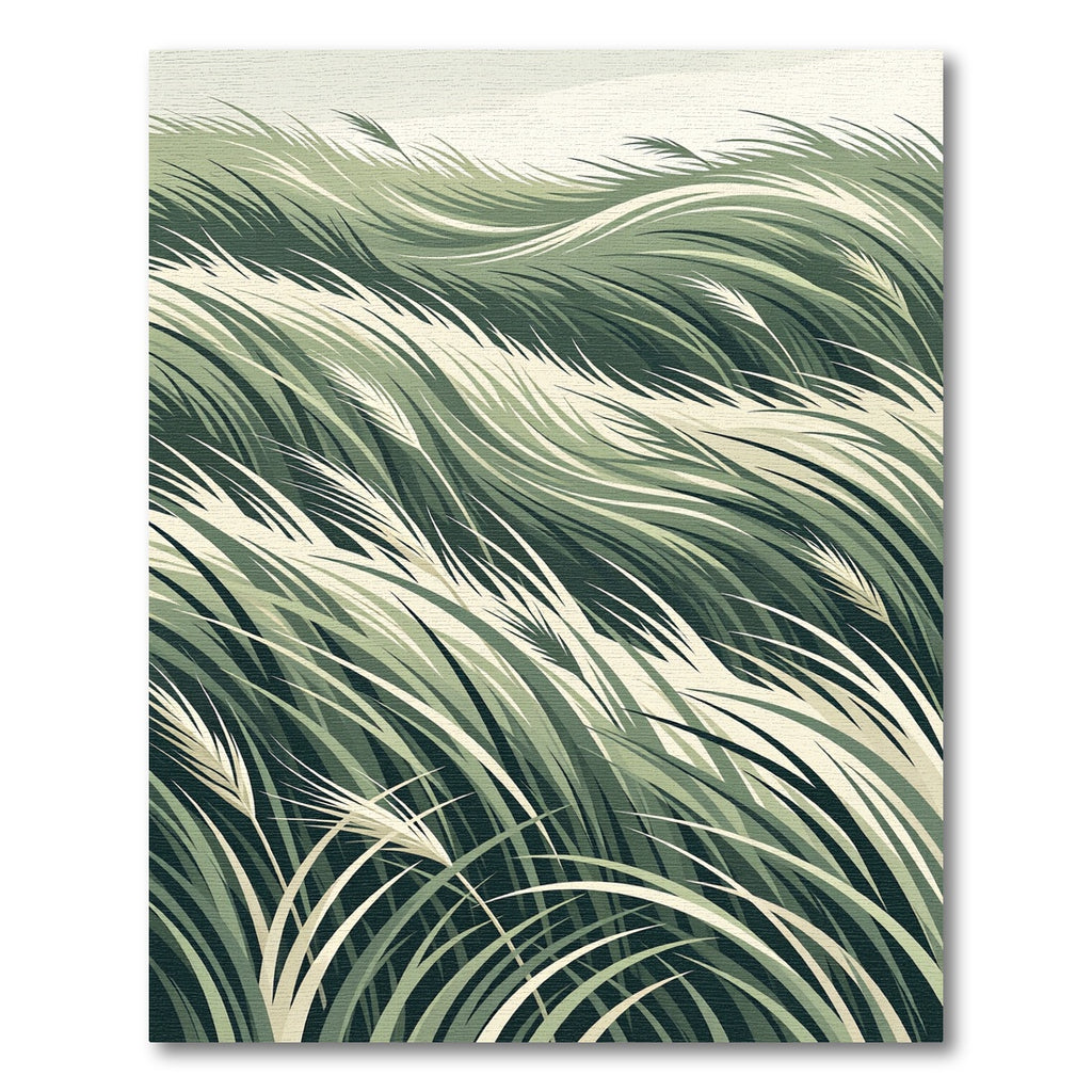 Earthy Green Tall Grass Waves Rug