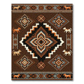 Brown Tribal Canine Geometric Rug