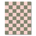 Olive Pink Checkered Square Arrangement Rug