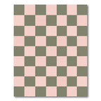 Olive Pink Checkered Square Arrangement Rug