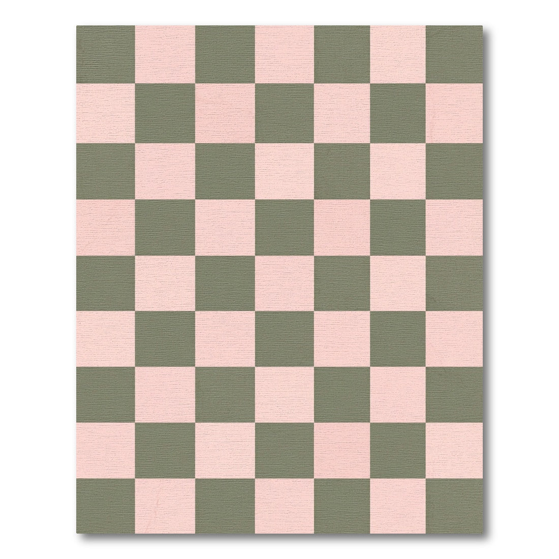 Olive Pink Checkered Square Arrangement Rug
