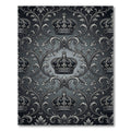 Regal Black Gray Crown Arabesque Rug