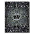Regal Black Gray Crown Arabesque Rug