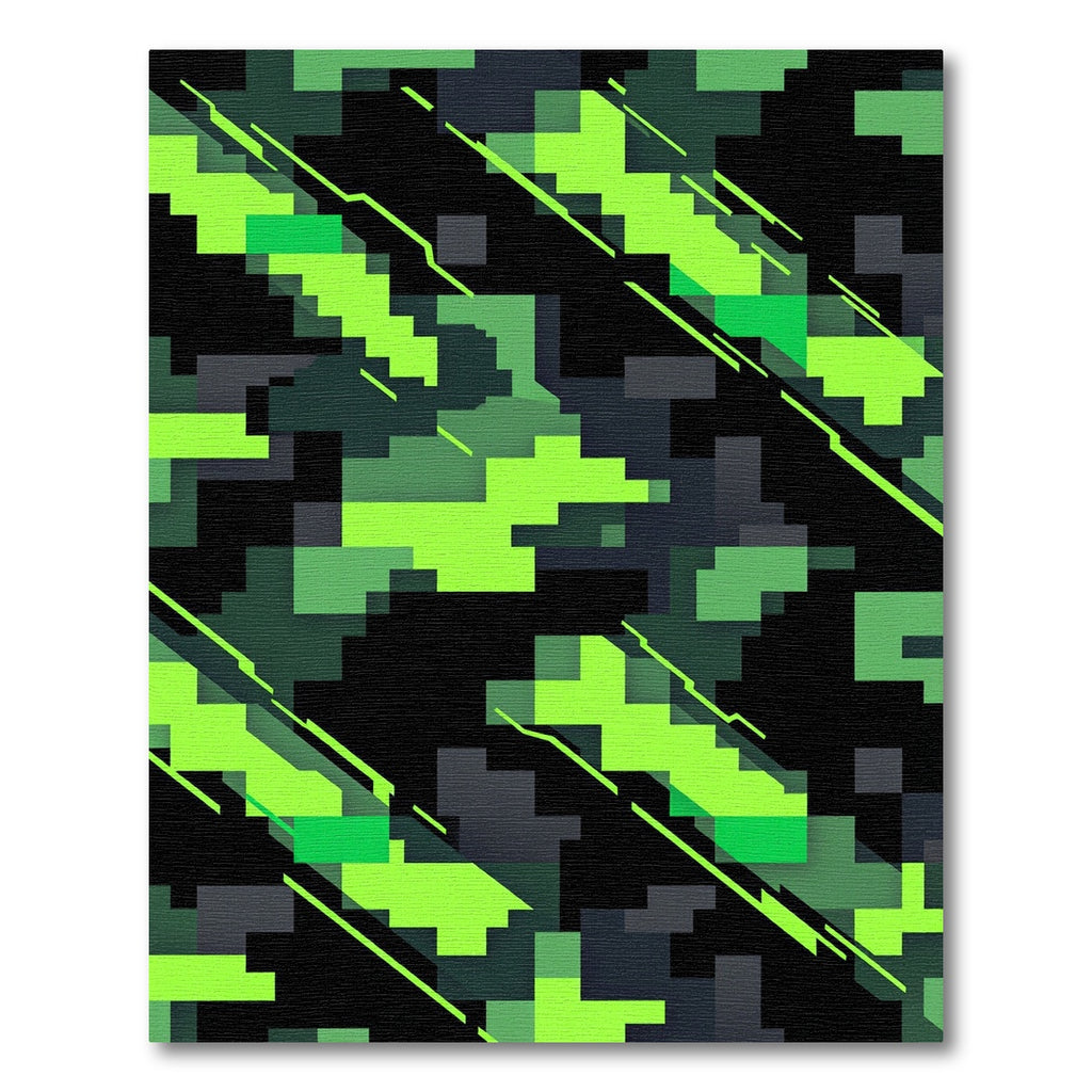Neon Green Pixelated Cyber Camouflage Rug