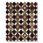 Geometric Argyle Burgundy and Brown Rug