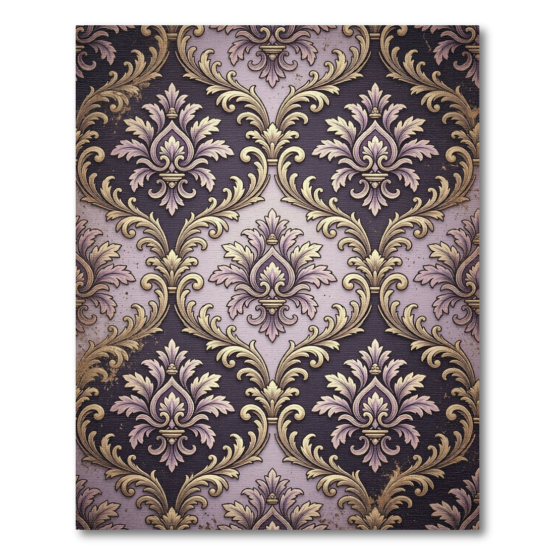 Regal Gold Damask Lilac Accents Rug