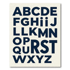 Bold Navy Alphabet Typography Letter Grid Rug
