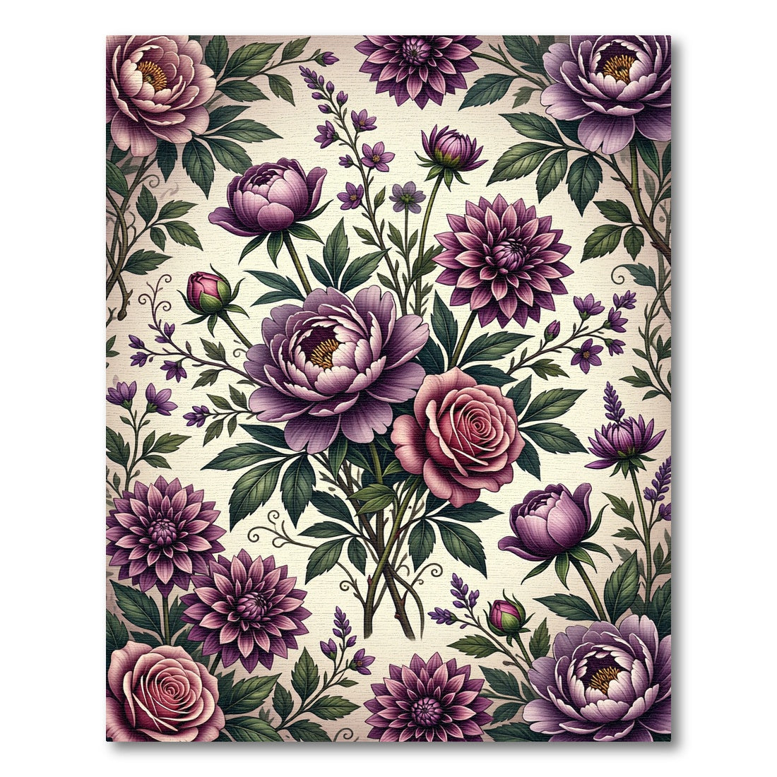 Vibrant Purple Dahlia Rose Bouquet Rug
