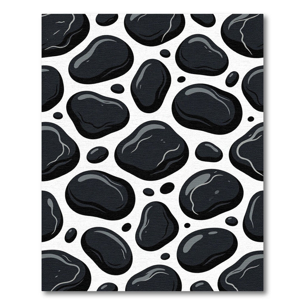 Glossy Black Pebbles Scatter Rug