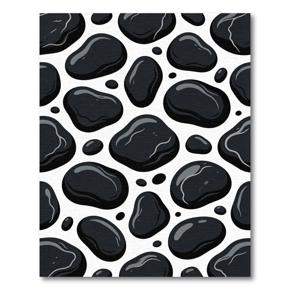 Glossy Black Pebbles Scatter Rug