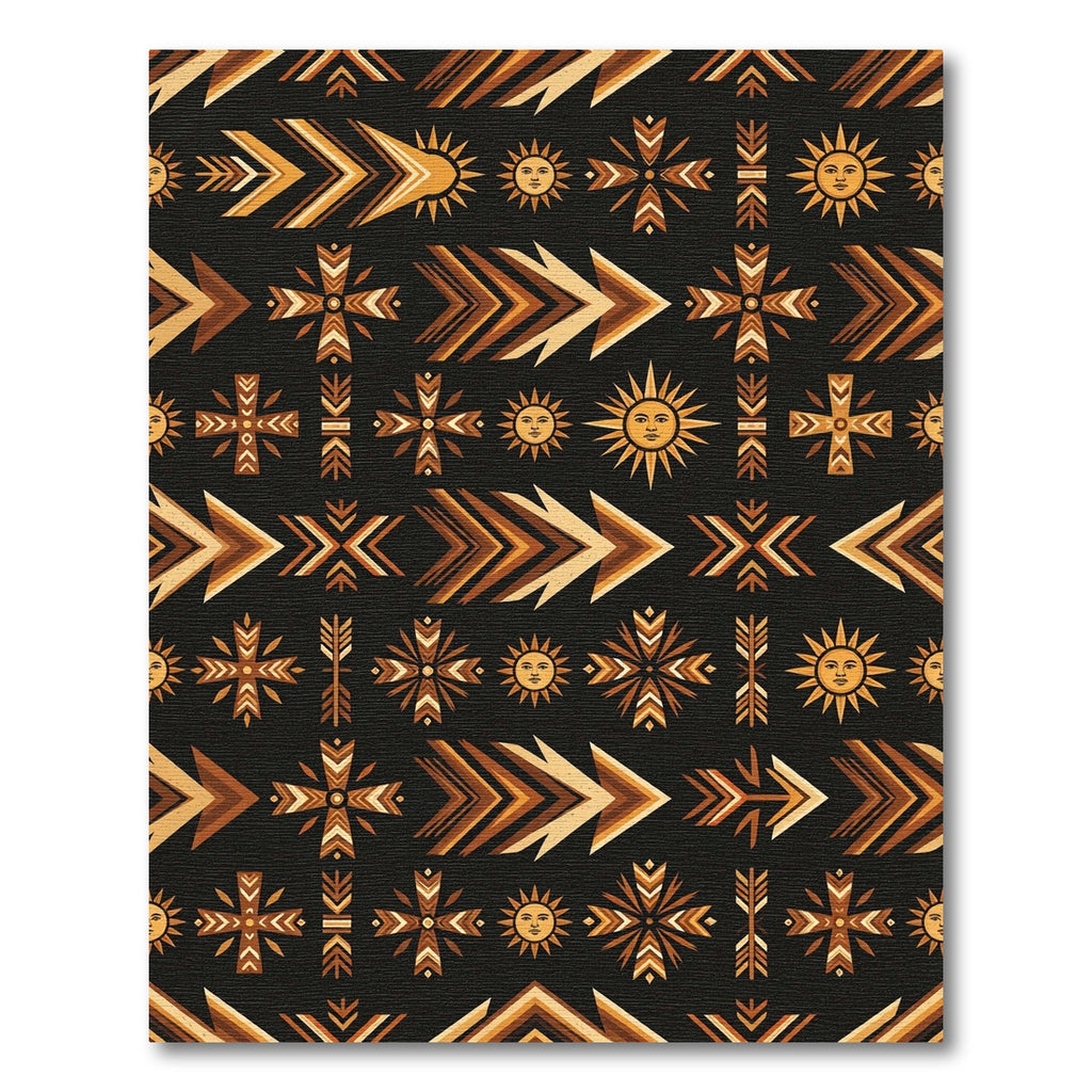 Earthy Celestial Sun Tribal Arrow Rug