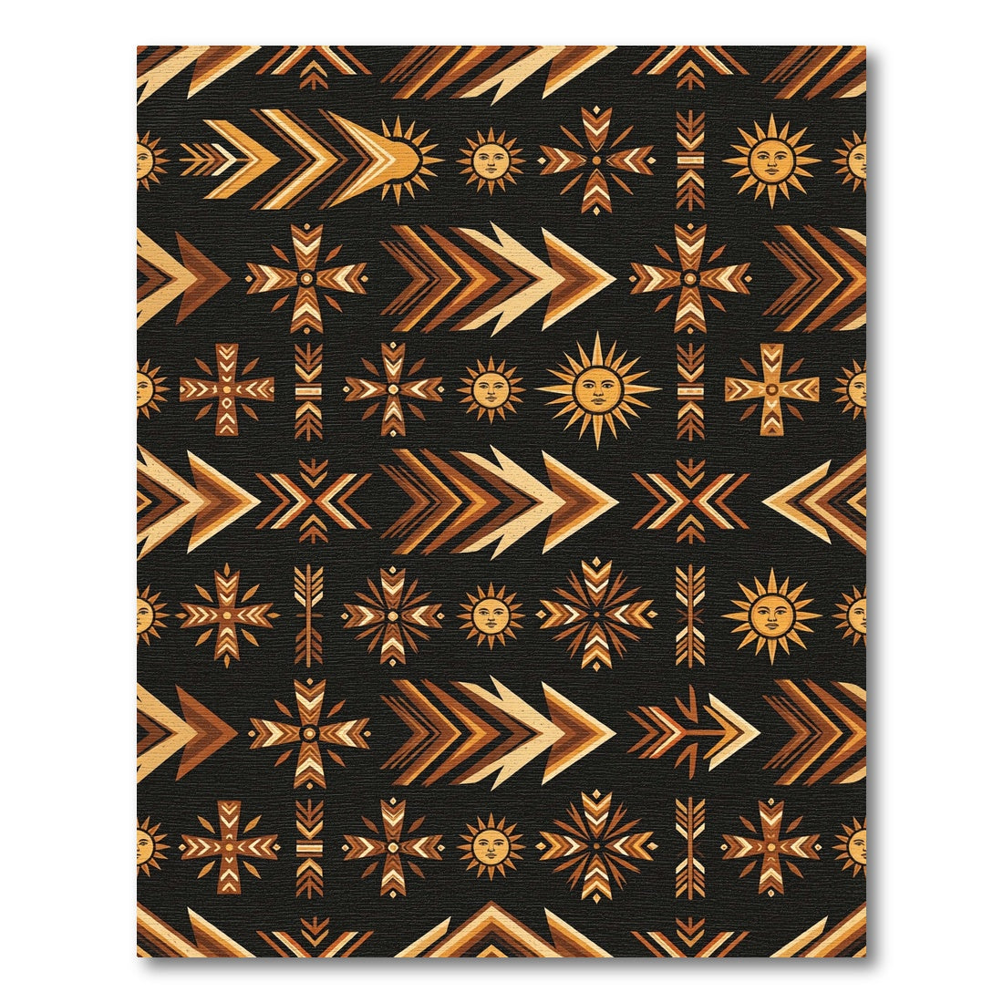 Earthy Celestial Sun Tribal Arrow Rug