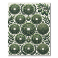 Olive Green Ancient Coin Botanical Arrangement Rug