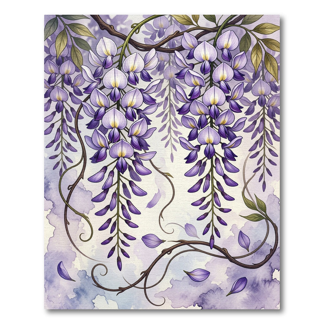 Ethereal Purple Wisteria Cascading Blossoms Rug