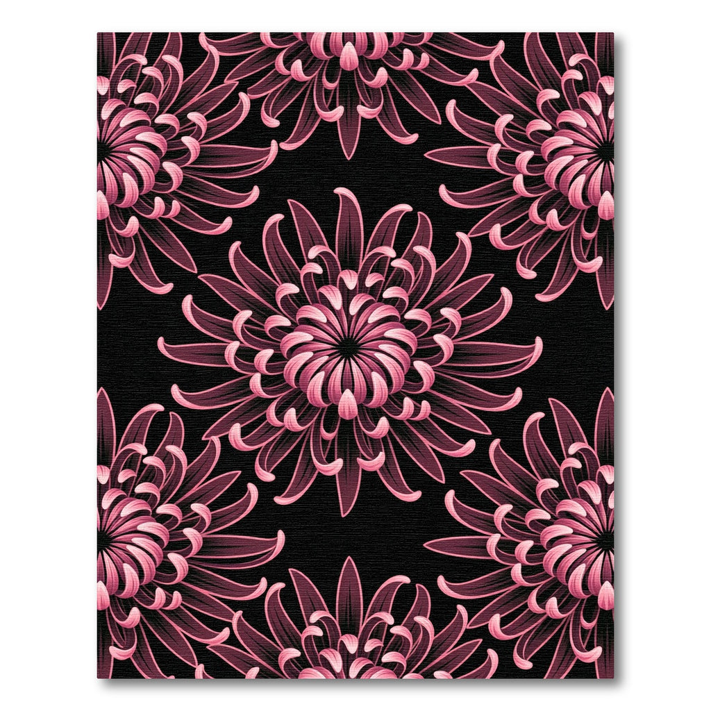 Dark Pink Chrysanthemum Floral Art Rug