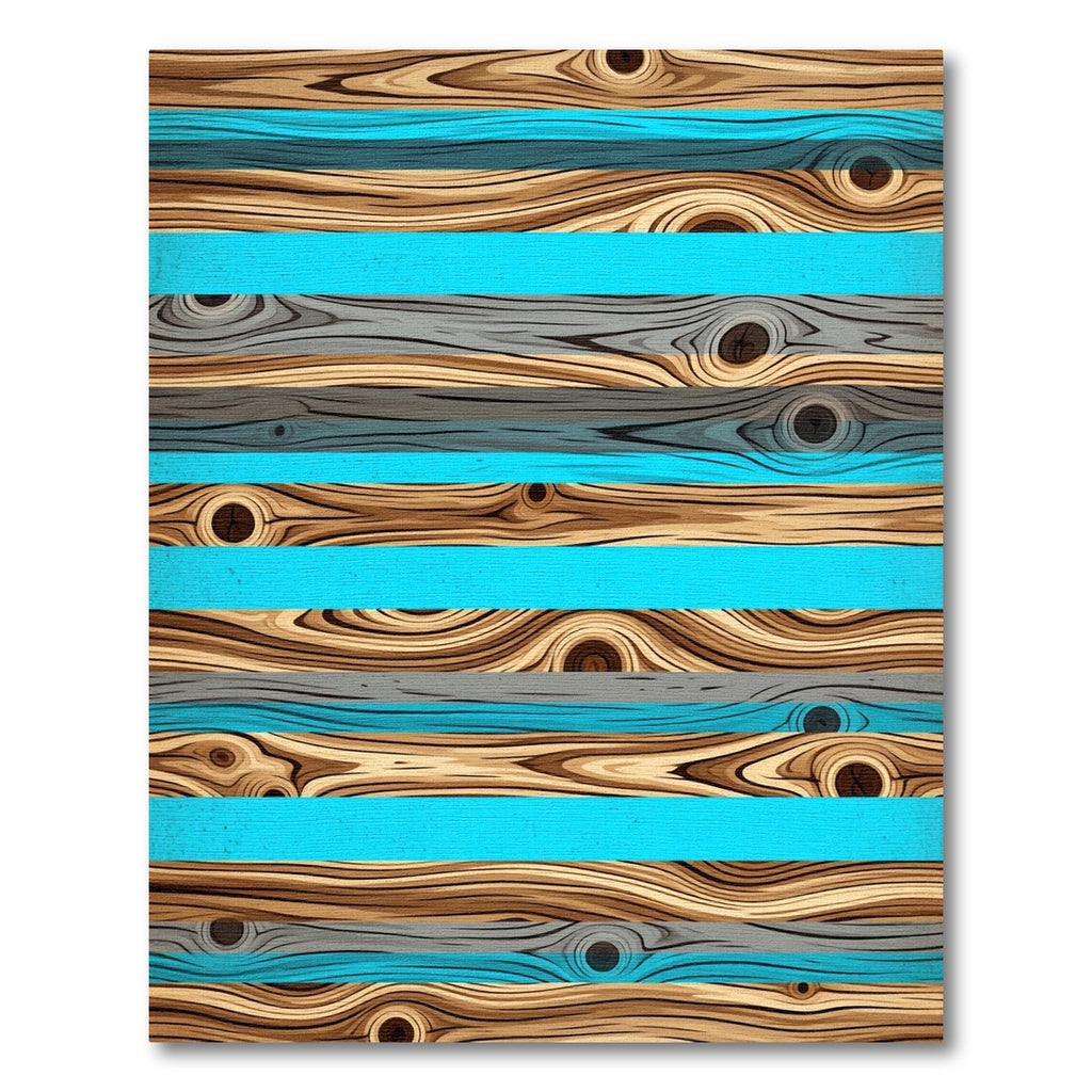 Wood Grain Blue Horizontal Stripes Rug