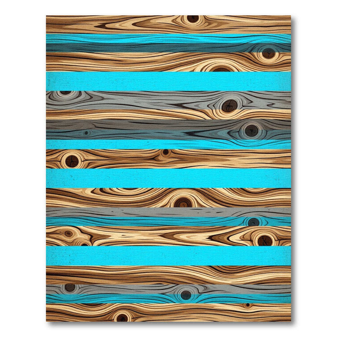 Wood Grain Blue Horizontal Stripes Rug