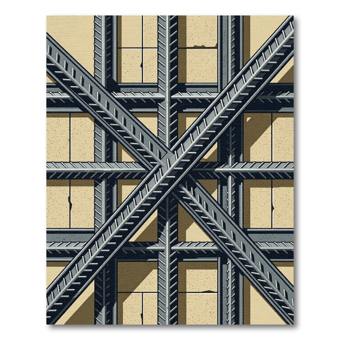 Industrial Gray Steel Crosshatch Rug