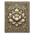 Elegant Golden Lotus Floral Medallion Rug