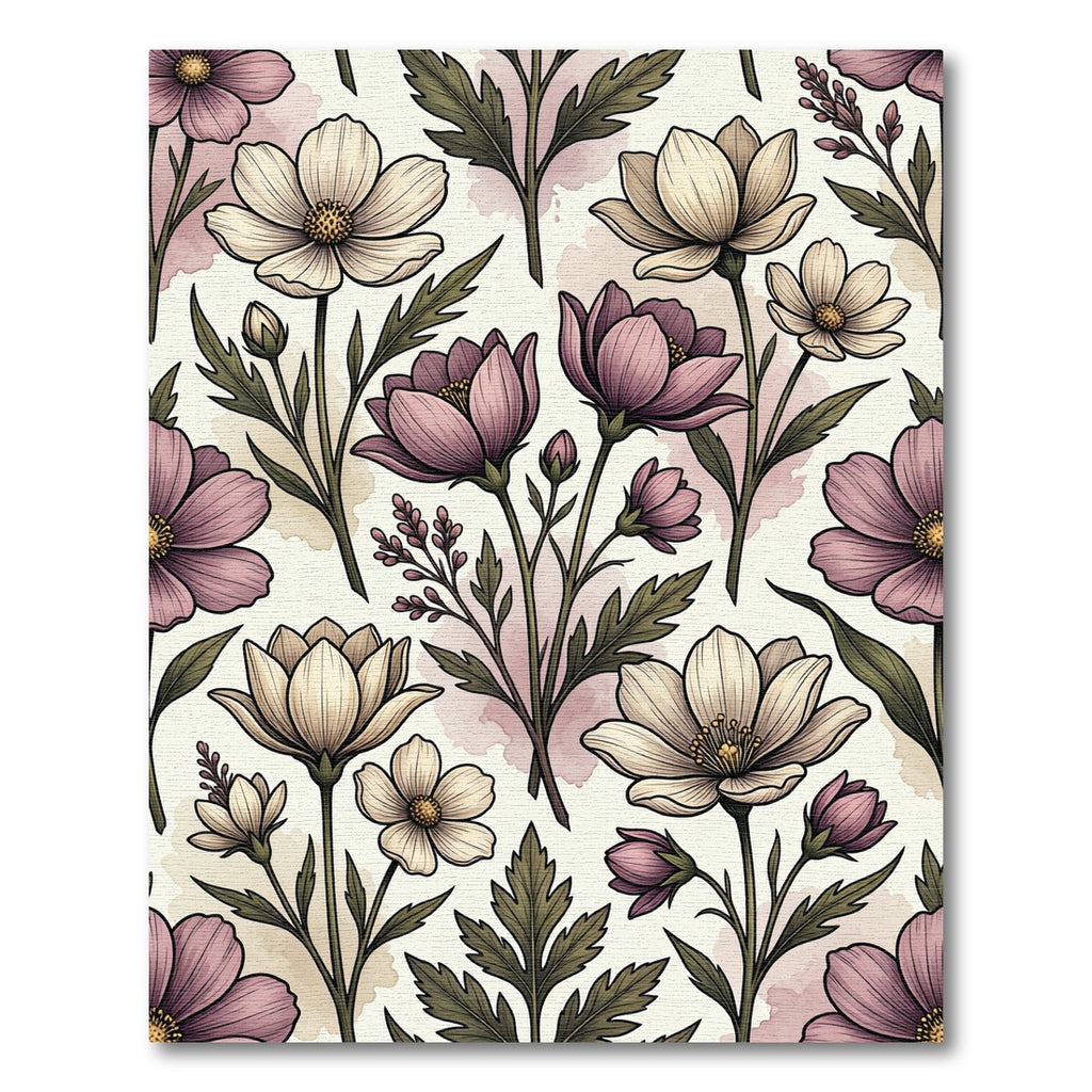 Muted Floral Botanical Arrangement Rug