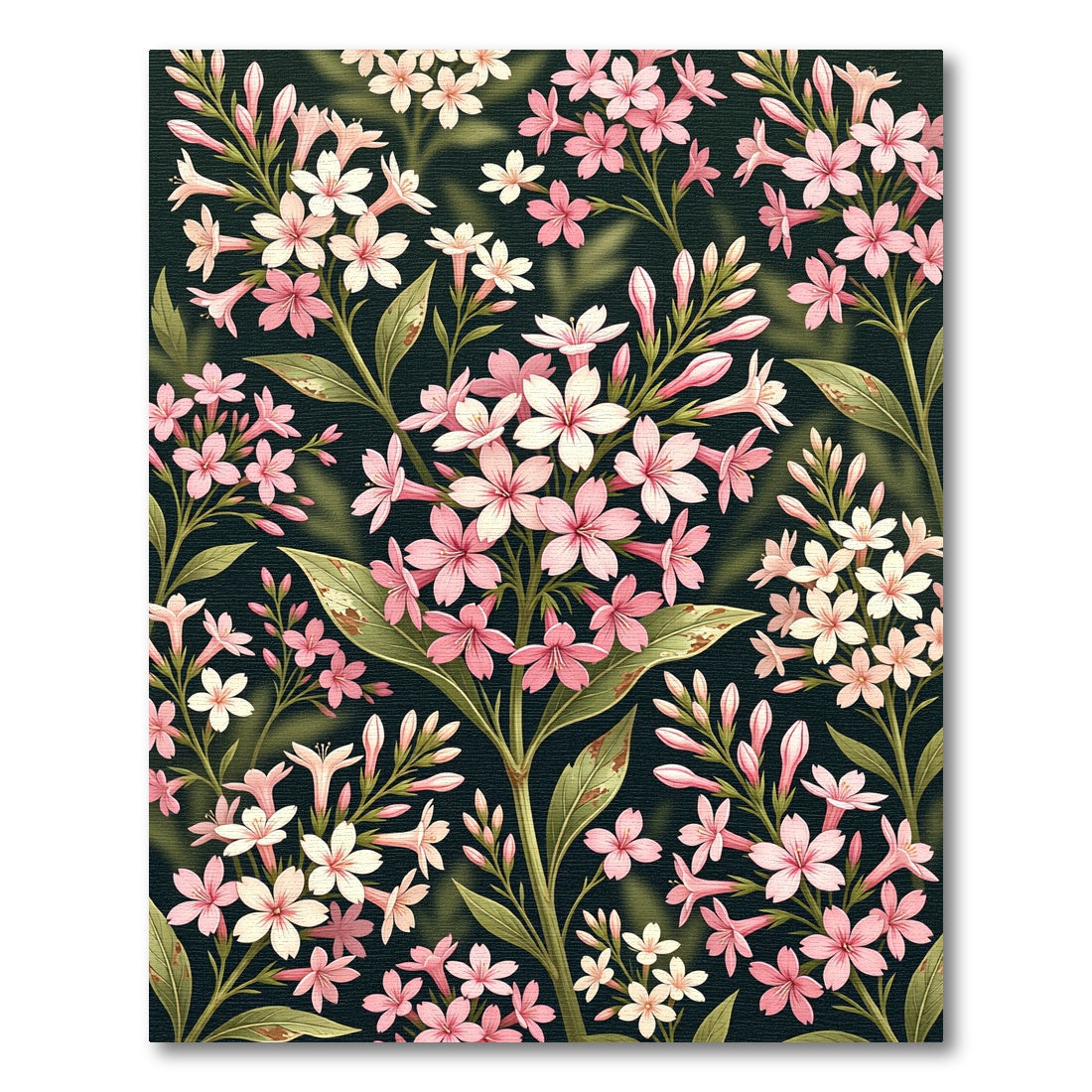 Elegant Pink Blossom Floral Dark Garden Rug