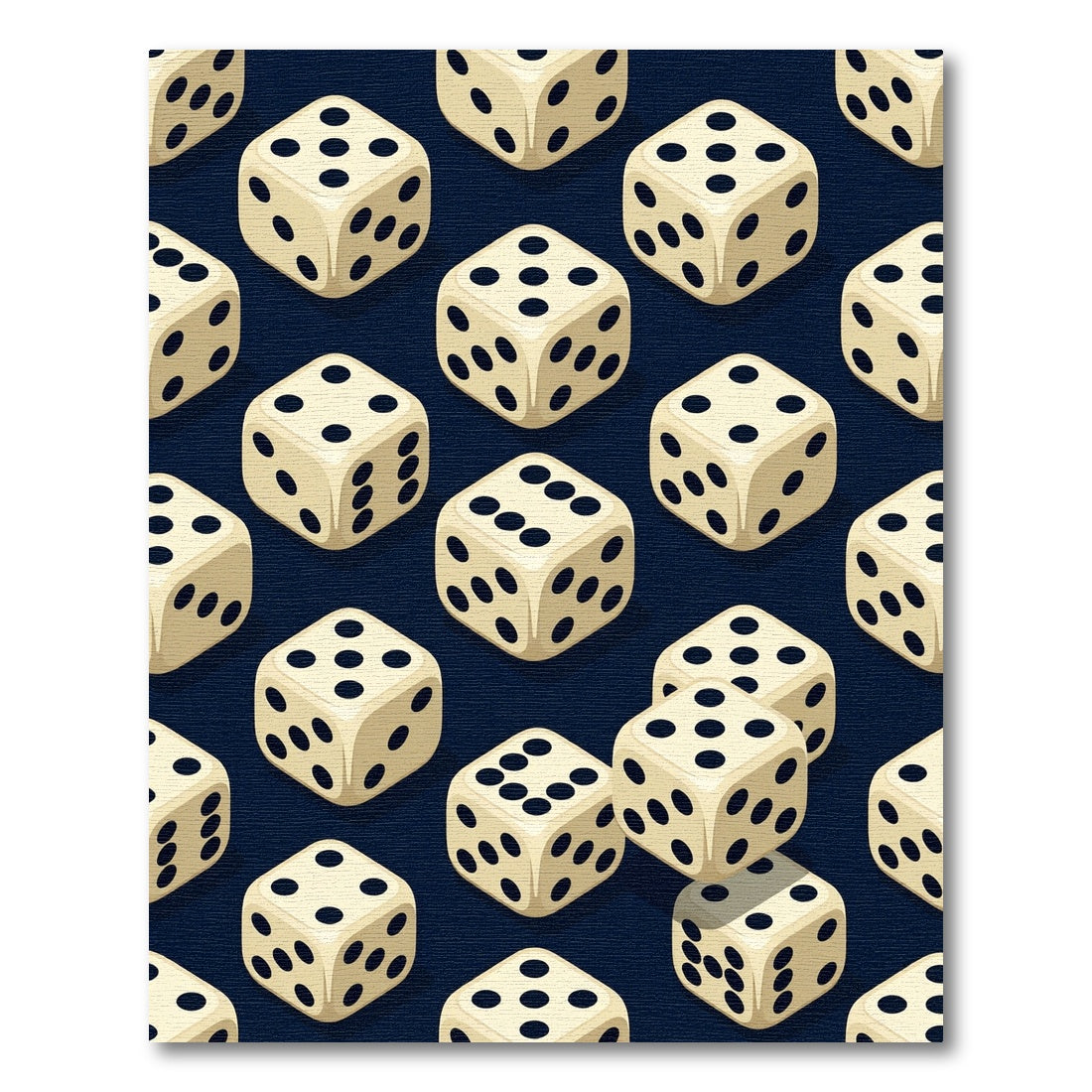 Classic Ivory Dice Isometric Navy Background Rug