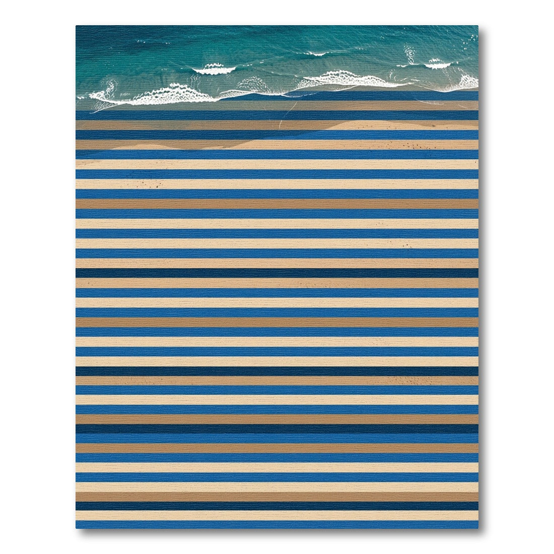 Coastal Ocean Shoreline Horizontal Stripe Rug