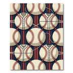 Cream Baseball Jersey Stripe Navy Graphic Rug