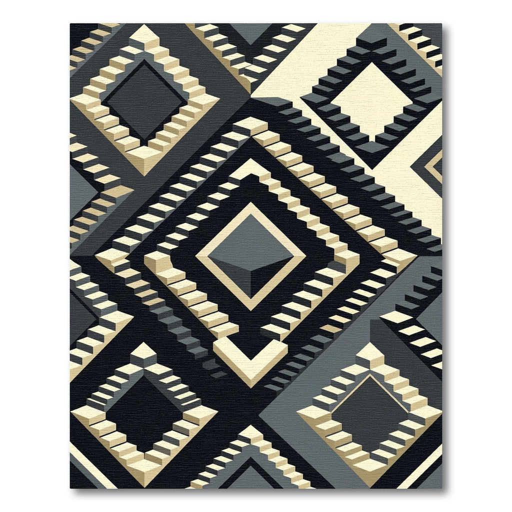 Optical Illusion Stairs Geometric Rug