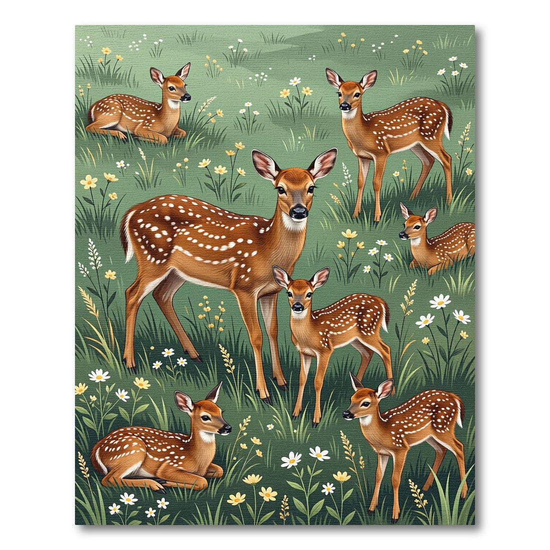 Enchanted Fawn Meadow Wildflower Rug
