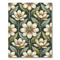 Elegant Cream Anemone Botanical Dark Sage Rug