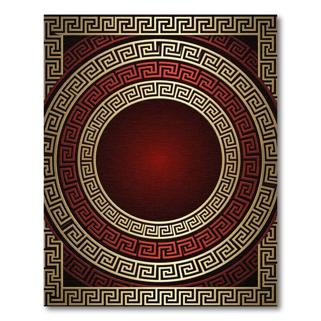 Crimson Gold Layered Greek Key Rug