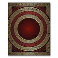 Crimson Gold Layered Greek Key Rug