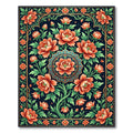 Peony Floral Medallion Ink Blue Rug