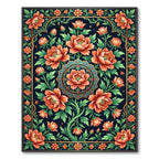 Peony Floral Medallion Ink Blue Rug