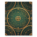 Emerald Gold Celestial Compass Map Rug