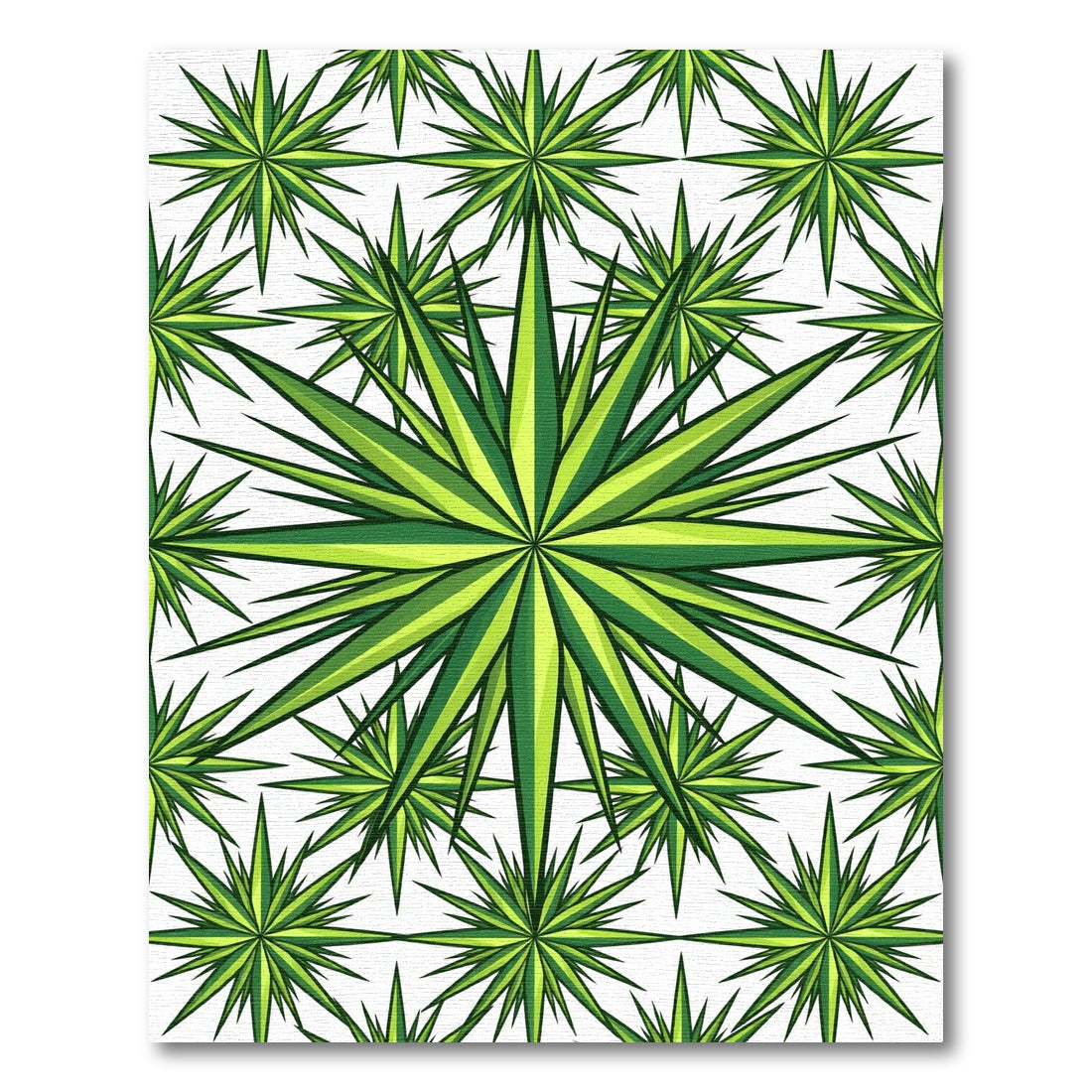 Vibrant Lime Green Starburst Fractal Rug
