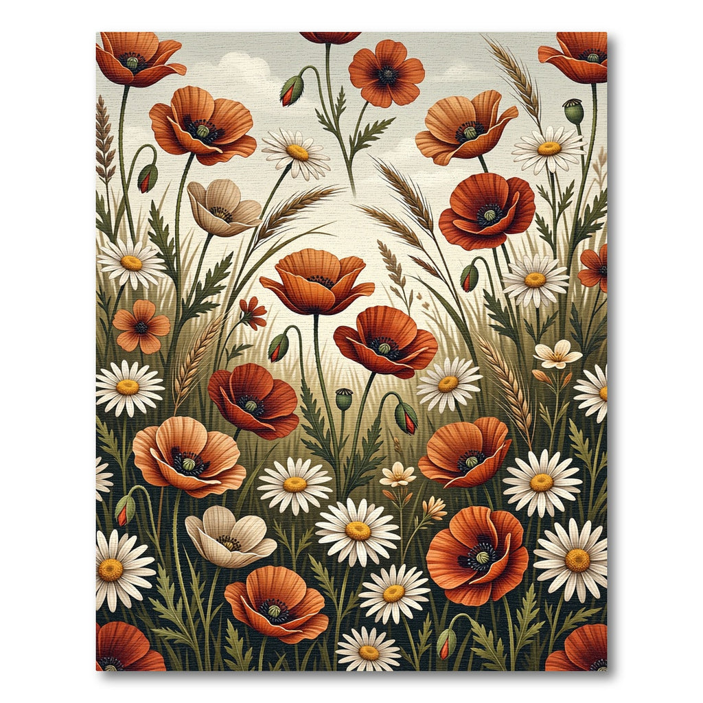 Wildflower Poppies and Daisies Meadow Rug
