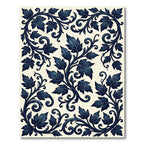 Deep Navy Acanthus Scrollwork Swirls Rug