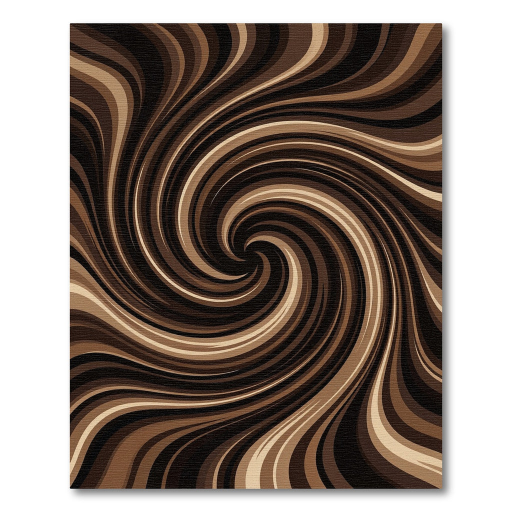 Modern Chocolate Brown Swirl Art Rug