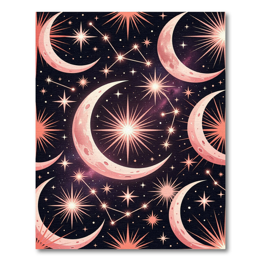 Cosmic Pink Moon Stars Night Sky Rug