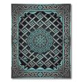Turquoise Mandala Lattice Frame Rug
