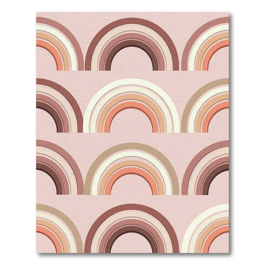 Terracotta Boho Rainbow Arches Blush Rug