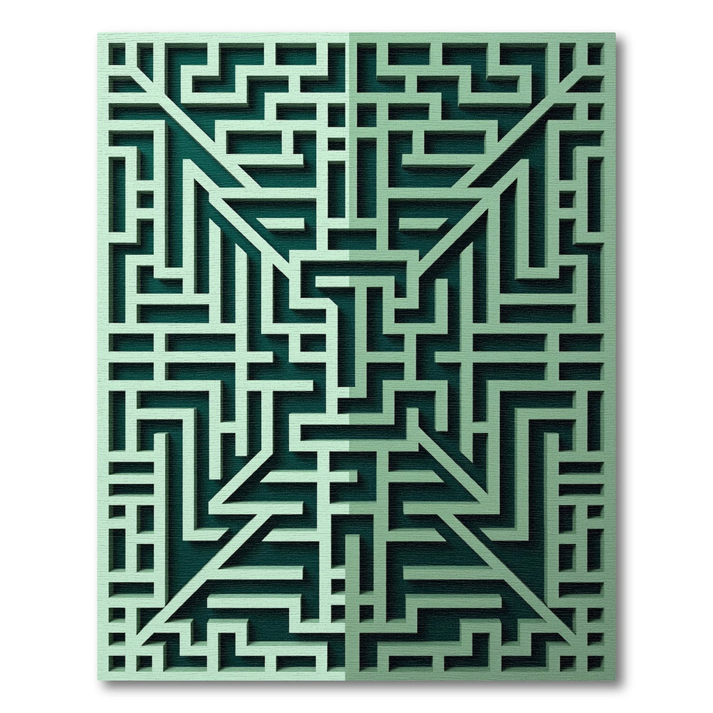 Mint Green Geometric Maze Rug