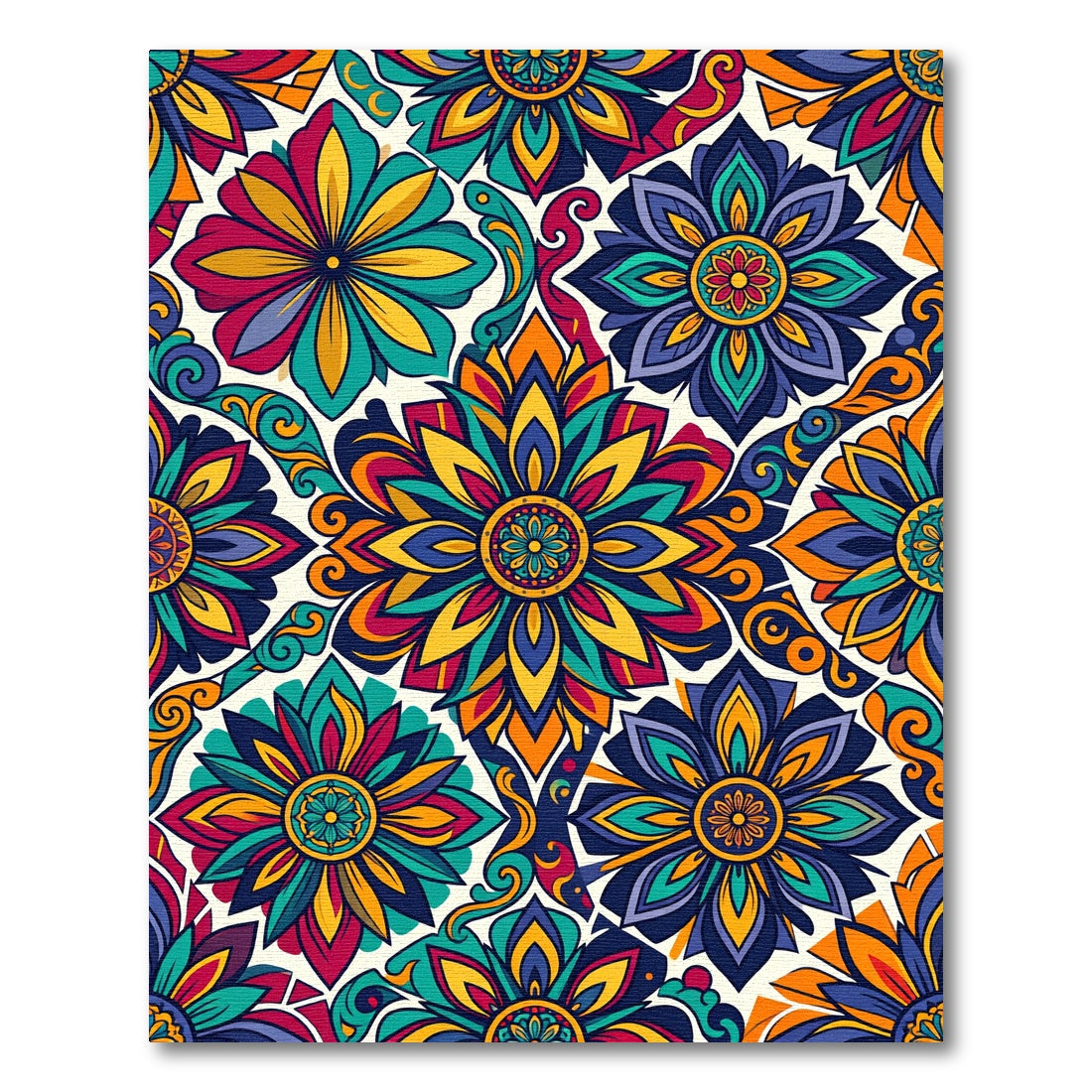 Vibrant Floral Medallion Color Splash Rug