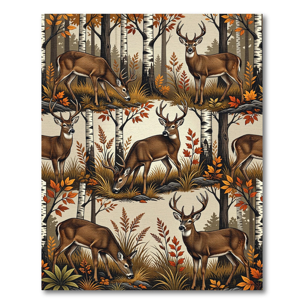 Majestic Woodland Deer Birch Forest Rug