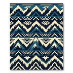 Geometric Navy Blue Mountain Peak Landscape Rug